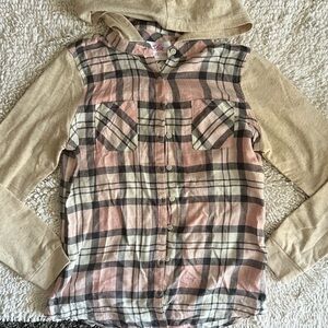 Justice girls hooded flannel top